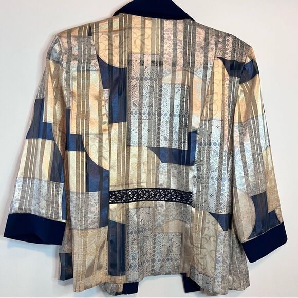 R & M Richards 3/4 Sleeve Embroidered Detailing Metallic Lace Cardigan Sz 10 - Picture 2 of 7